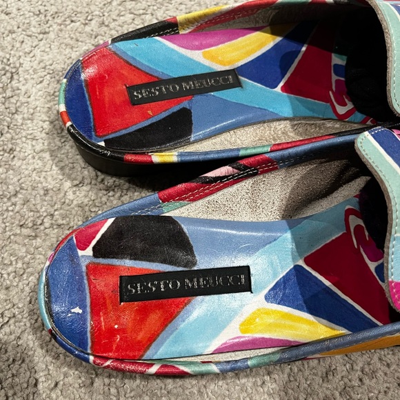 Vintage Sesto Meucci "Love" Graphic Leather Mules, Size 9 Bright Graphics - Picture 3 of 5